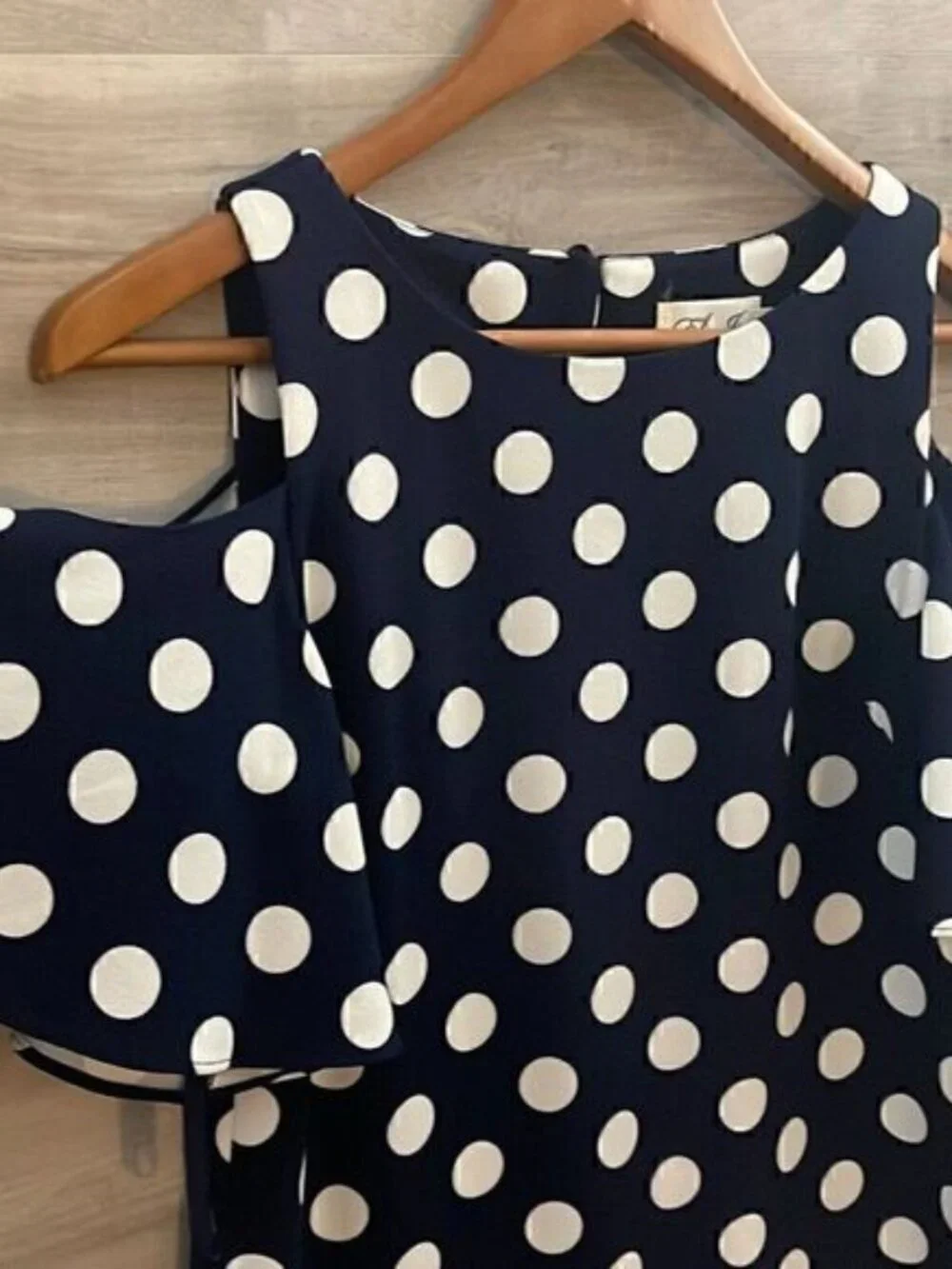 Eliza J Womens Navy Polka Dot Round Neck Cold Shoulder Sleeve Mini Dress Size 0